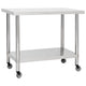 Table de cuisine Vidaxl avec roues 80x60x85 cm en acier inoxydable