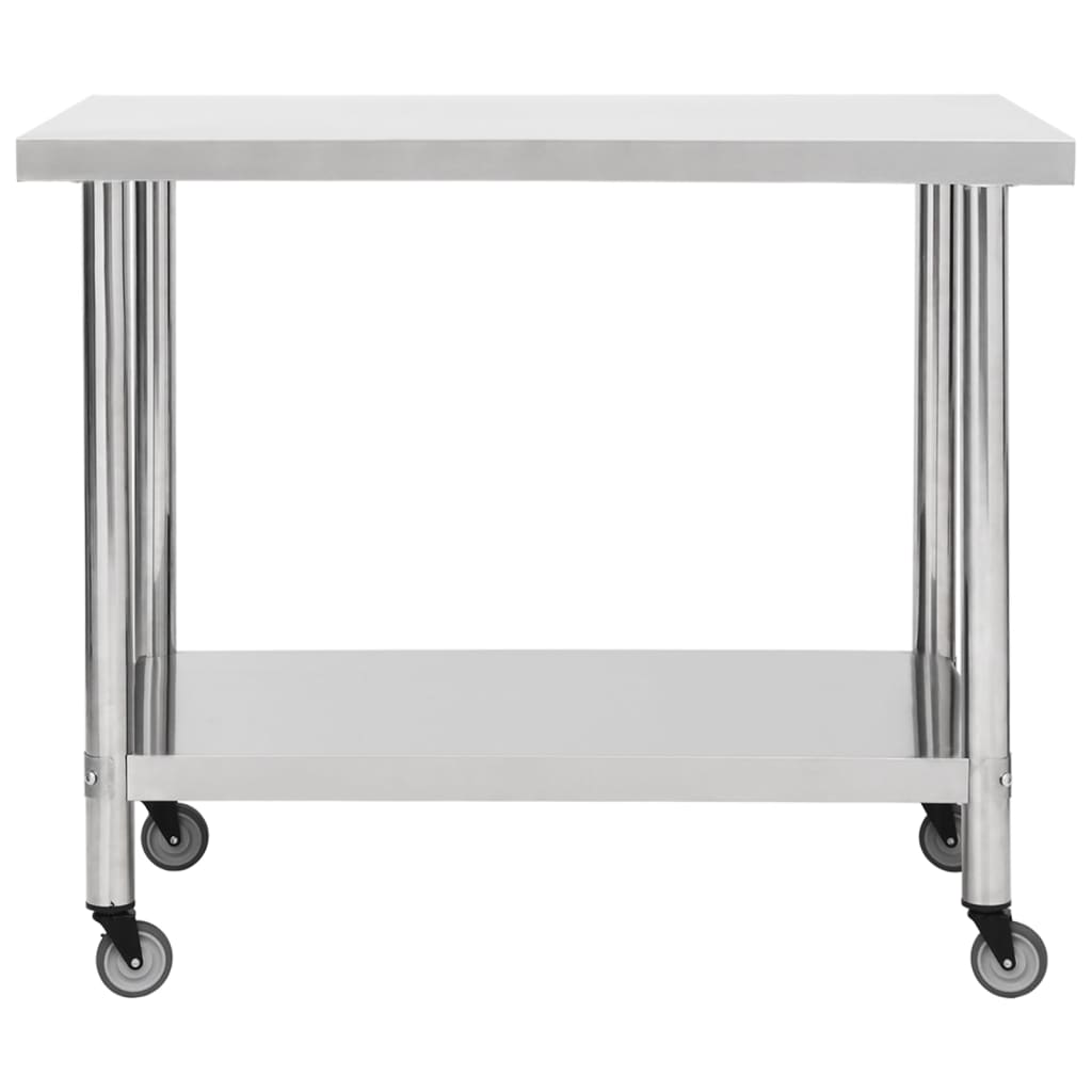 Table de cuisine Vidaxl avec roues 80x60x85 cm en acier inoxydable