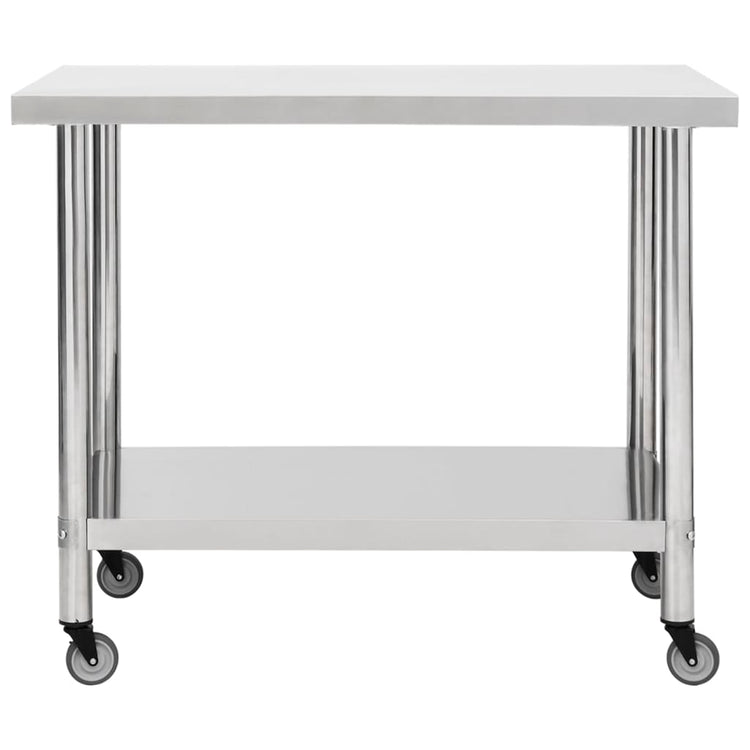 Table de cuisine Vidaxl avec roues 80x60x85 cm en acier inoxydable