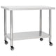 Table de cuisine Vidaxl avec roues 100x30x85 cm en acier inoxydable