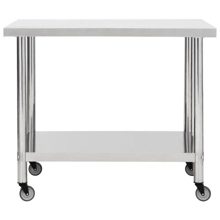 Table de cuisine Vidaxl avec roues 100x30x85 cm en acier inoxydable
