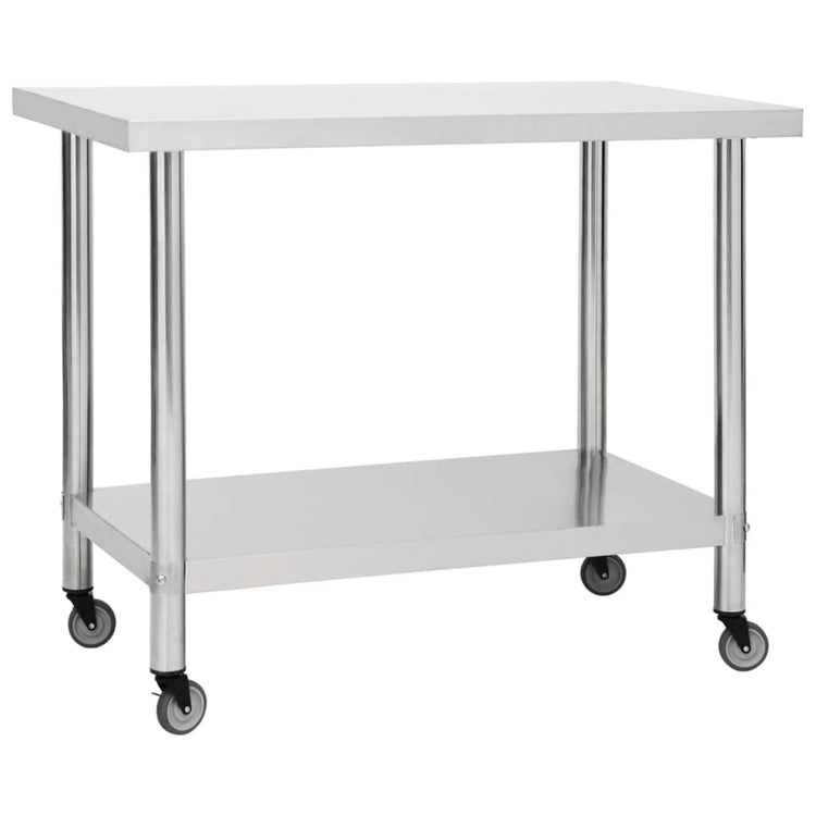 Table de cuisine Vidaxl avec roues 100x45x85 cm en acier inoxydable