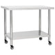 Table de cuisine Vidaxl avec roues 100x45x85 cm en acier inoxydable