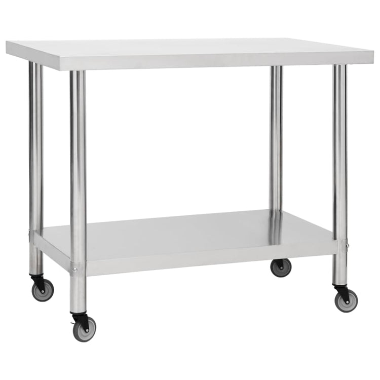 Table de cuisine Vidaxl avec roues 100x60x85 cm en acier inoxydable