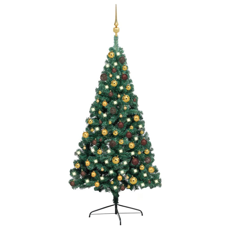 Vidaxl Kunstkerstboom avec l'éclairage et les balles de Noël à demi 120 cm vert