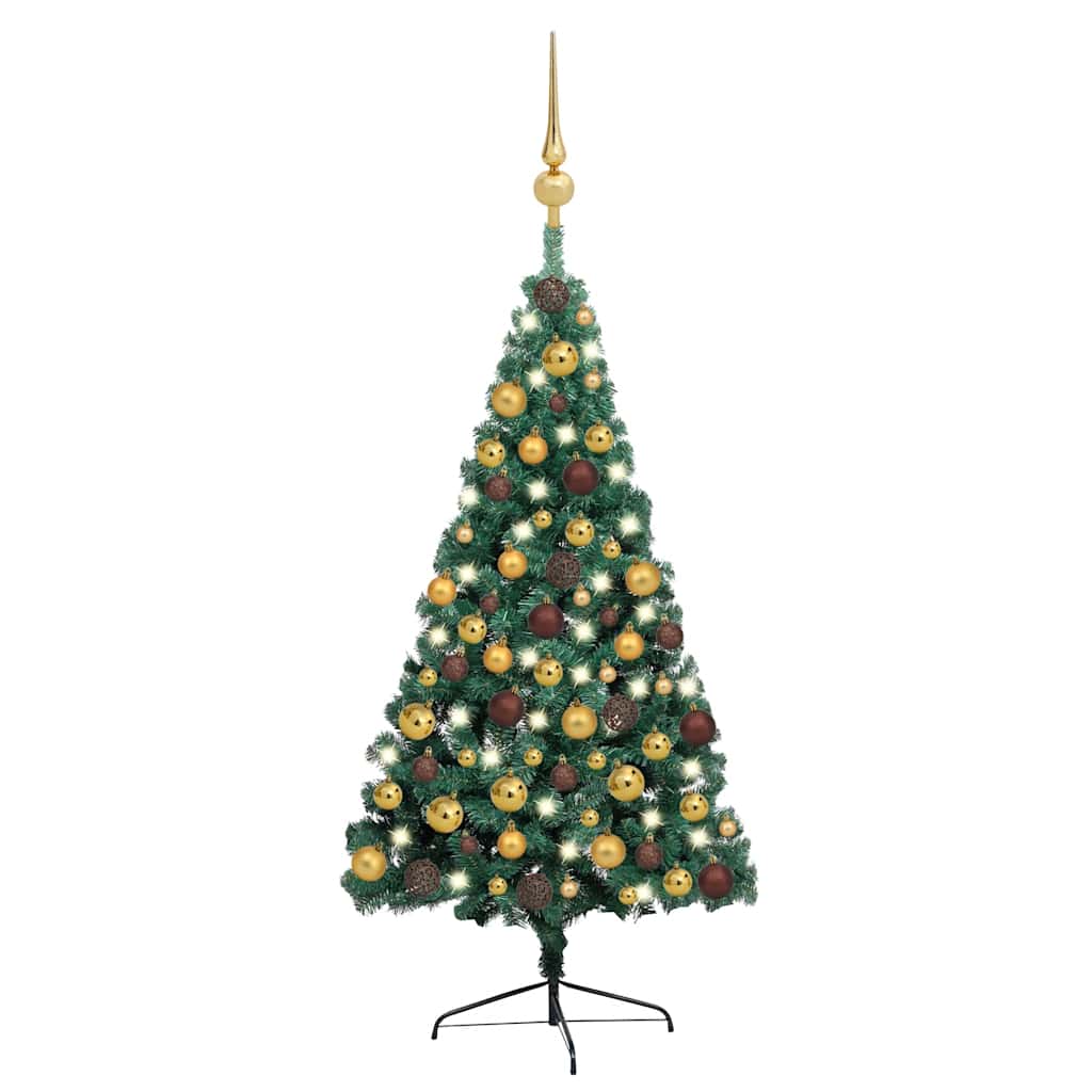 Vidaxl Kunstkerstboom avec l'éclairage et les balles de Noël à 150 cm à mi-temps