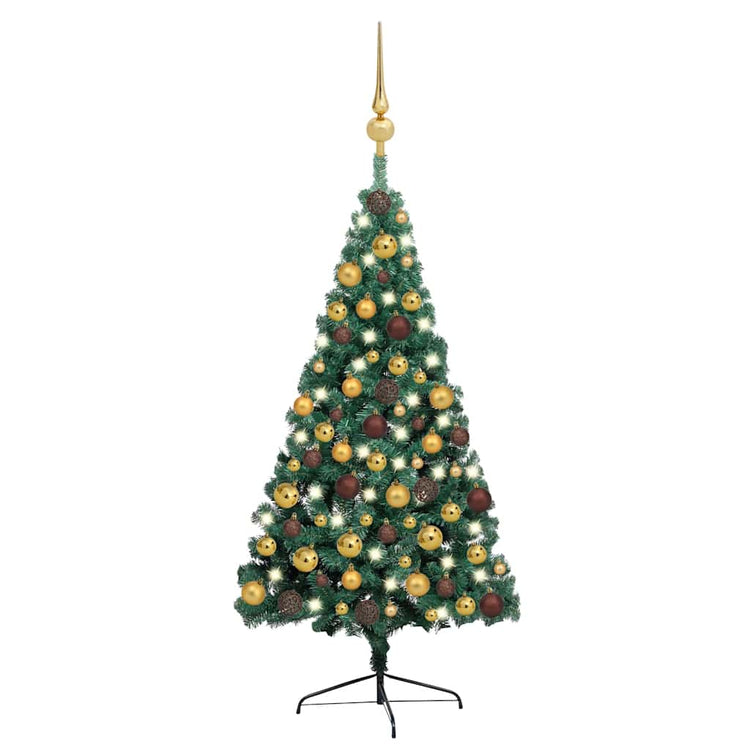 Vidaxl Kunstkerstboom avec l'éclairage et les balles de Noël à 150 cm à mi-temps