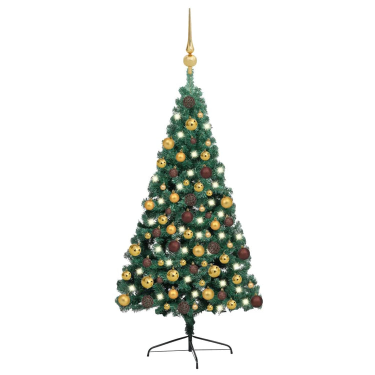 Vidaxl Kunstkerstboom avec l'éclairage et les balles de Noël demi-180 cm verts