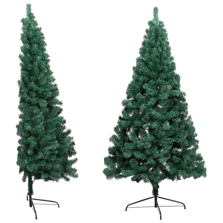 Vidaxl Kunstkerstboom avec l'éclairage et les balles de Noël à demi 210 cm vert