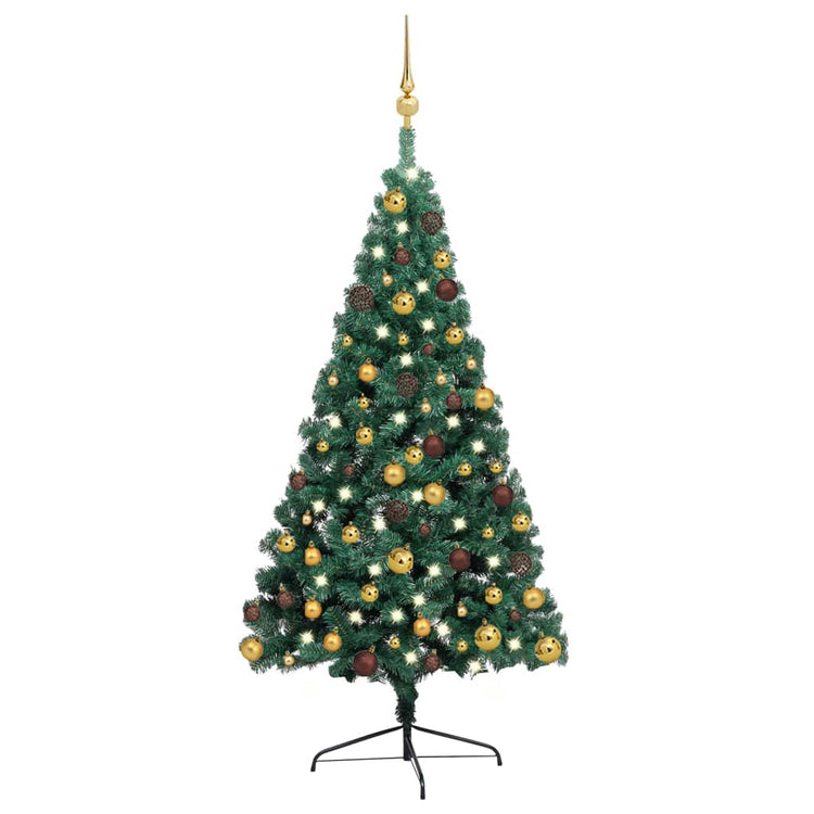 Vidaxl Kunstkerstboom avec l'éclairage et les balles de Noël demi-240 cm verts