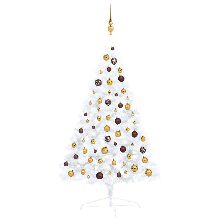 Vidaxl kunstkerstboom avec l'éclairage et les balles de Noël à demi 120 cm blanc