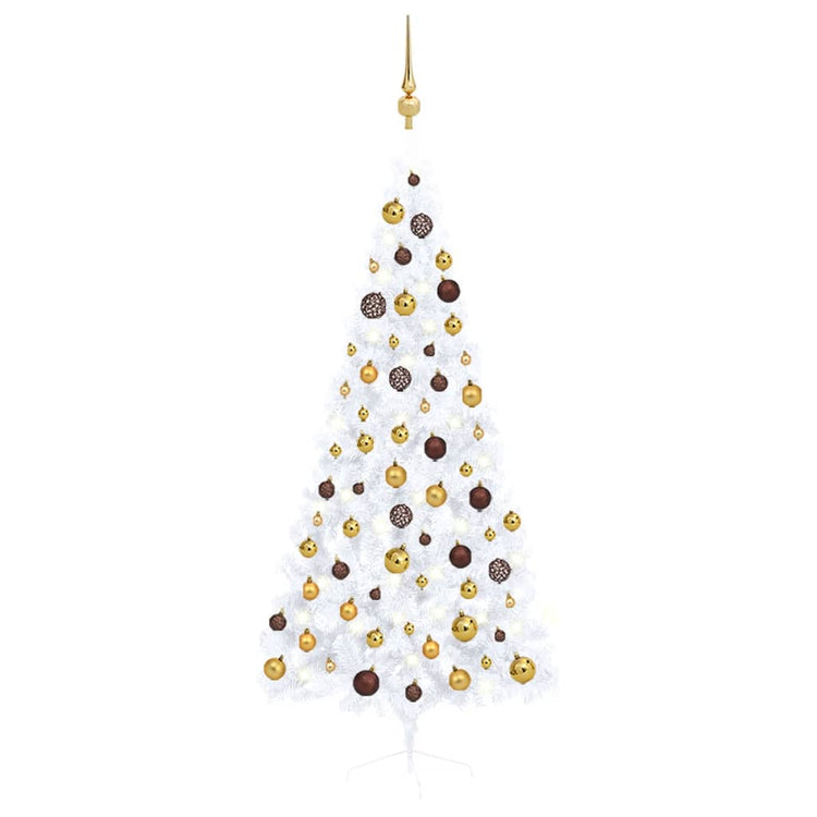Vidaxl kunstkerstboom avec éclairage et balles de Noël demi-180 cm blancs