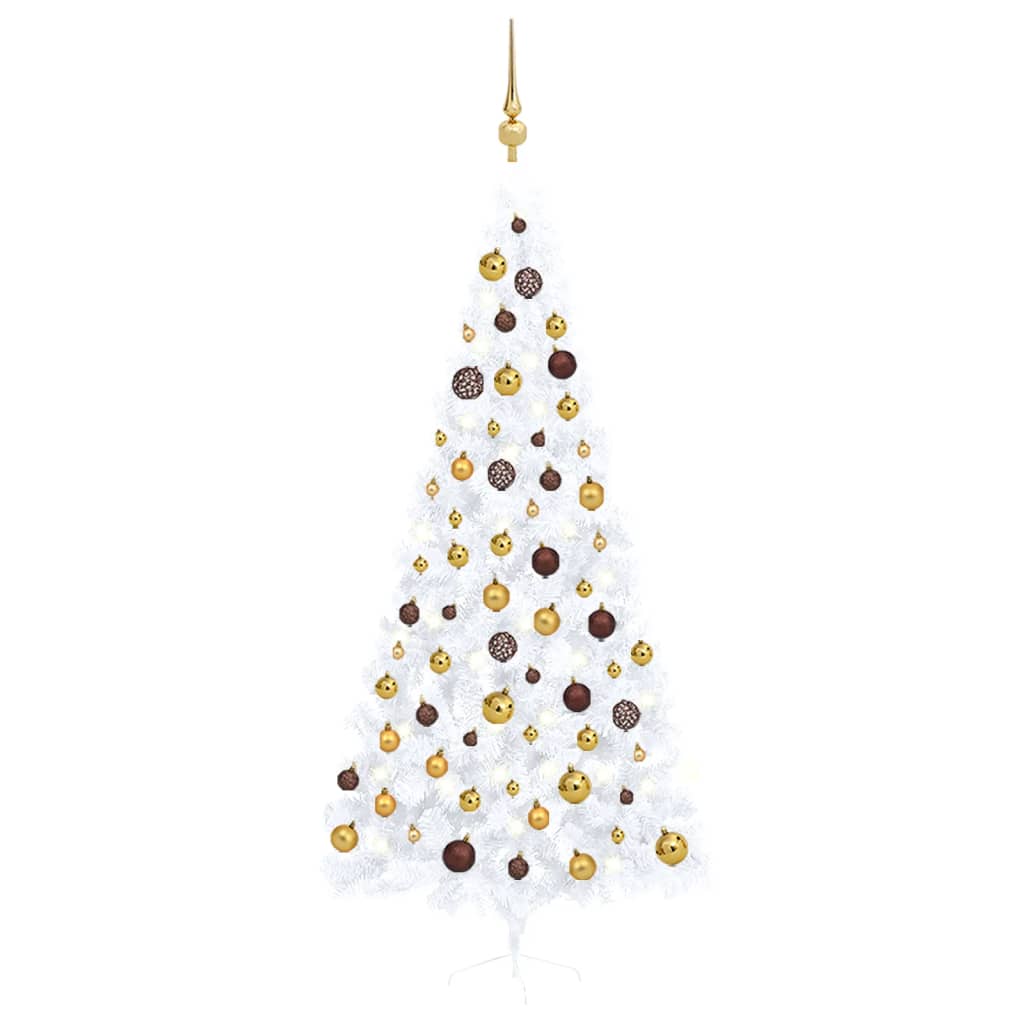 Vidaxl kunstkerstboom avec éclairage et balles de Noël demi-240 cm blancs