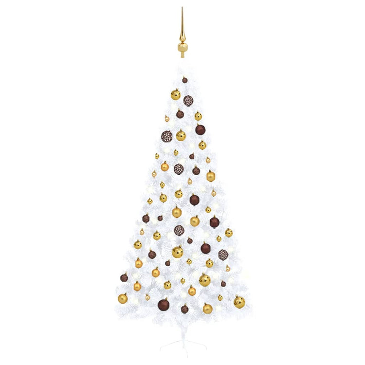 Vidaxl kunstkerstboom avec éclairage et balles de Noël demi-240 cm blancs