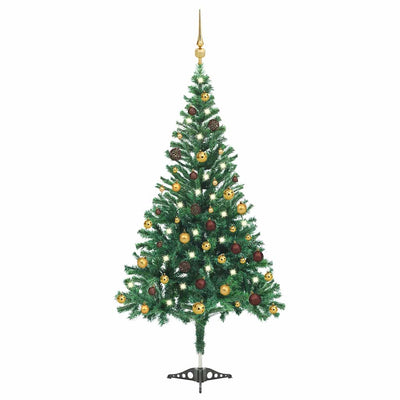 Vidaxl kunstkerstboom avec éclairage et balles de Noël 910 branches 210 cm