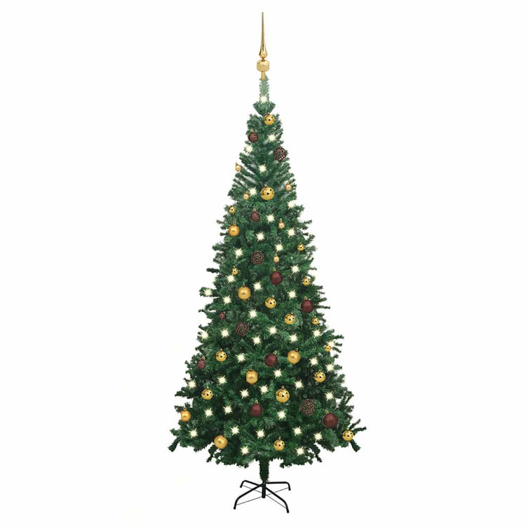 Vidaxl kunstkerstboom avec éclairage et balles de Noël l 240 cm vert