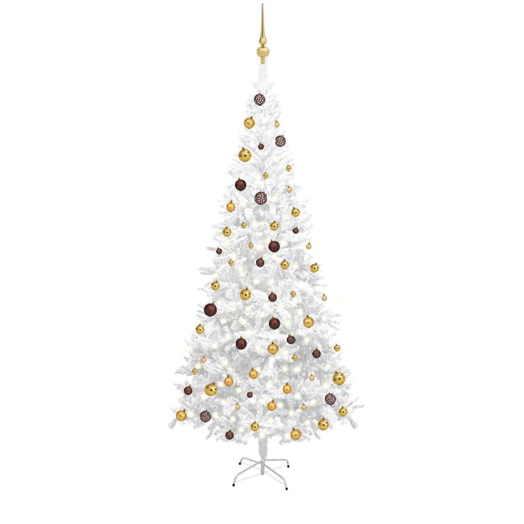 Vidaxl kunstkerstboom avec éclairage et balles de Noël l 240 cm blanc