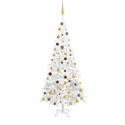 Vidaxl kunstkerstboom avec éclairage et balles de Noël l 240 cm blanc