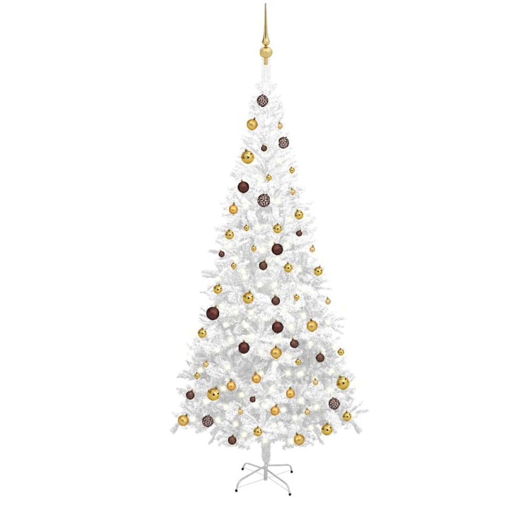 Vidaxl kunstkerstboom avec éclairage et balles de Noël l 240 cm blanc