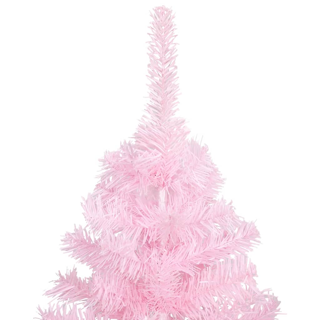 Vidaxl kunstkerstboom avec éclairage et balles de Noël 120 cm PVC rose