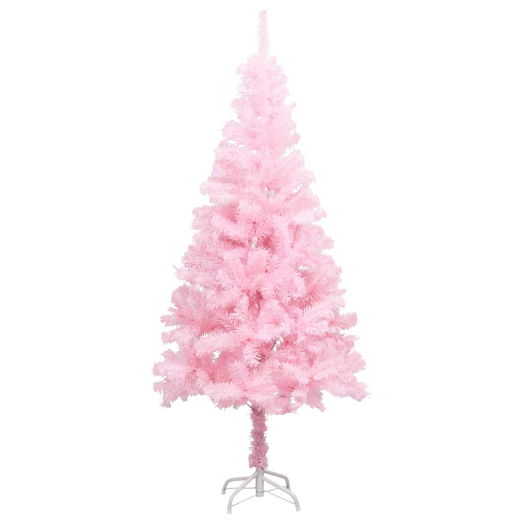 Vidaxl kunstkerstboom avec éclairage et balles de Noël 180 cm PVC rose
