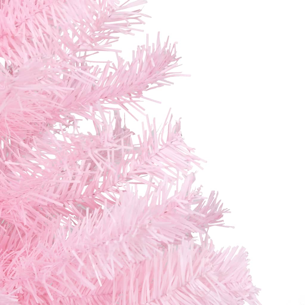 Vidaxl kunstkerstboom avec éclairage et balles de Noël 180 cm PVC rose