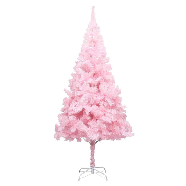 Vidaxl kunstkerstboom avec éclairage et balles de Noël 210 cm PVC rose