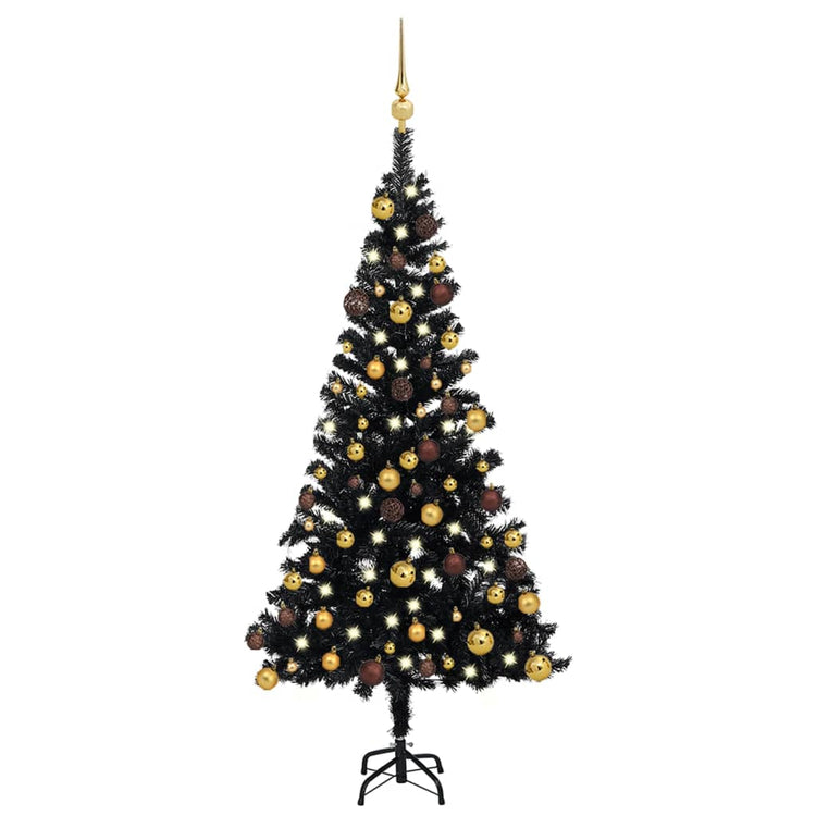 Vidaxl kunstkerstboom avec éclairage et balles de Noël 120 cm PVC noir