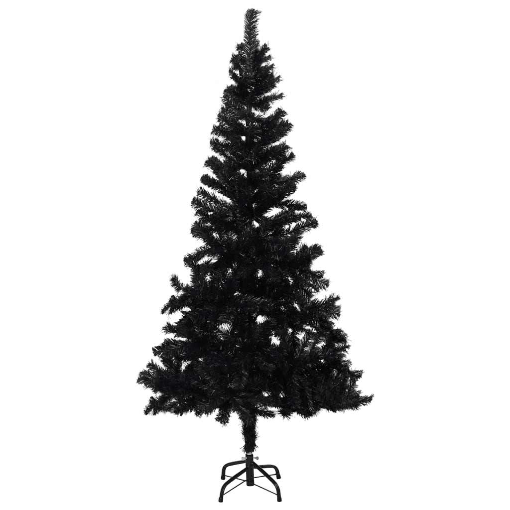 Vidaxl kunstkerstboom avec éclairage et balles de Noël 180 cm PVC noir