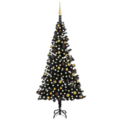 Vidaxl kunstkerstboom avec éclairage et balles de Noël 240 cm PVC noir