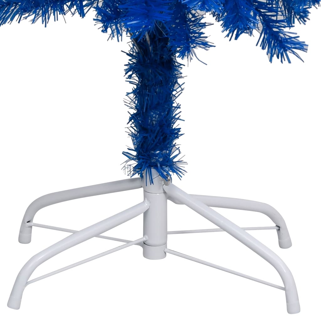 Vidaxl kunstkerstboom avec l'éclairage et les balles de Noël 210 cm PVC bleu