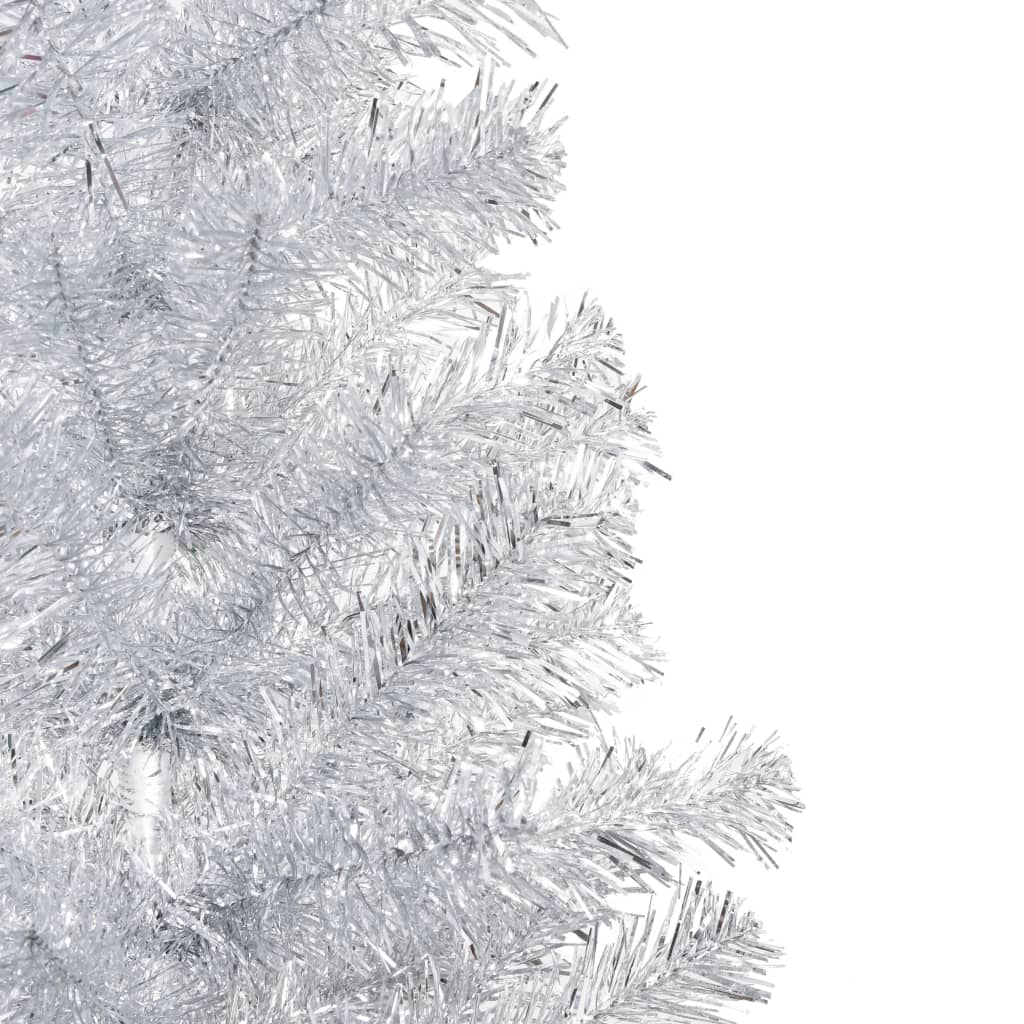 Vidaxl kunstkerstboom avec éclairage et balles de Noël 210 cm argent pour animaux de compagnie