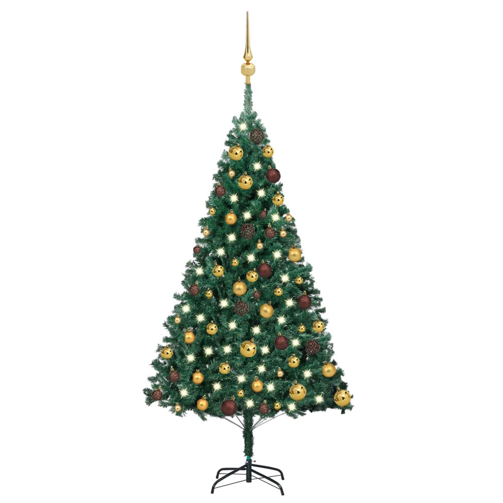Vidaxl kunstkerstboom avec éclairage et balles de Noël 120 cm en PVC vert