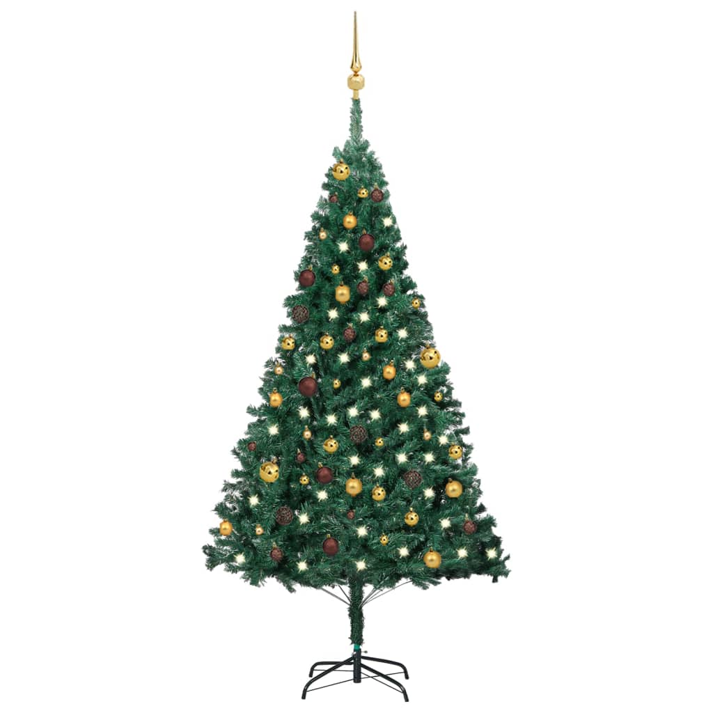 Vidaxl kunstkerstboom avec éclairage et balles de Noël 180 cm en PVC vert
