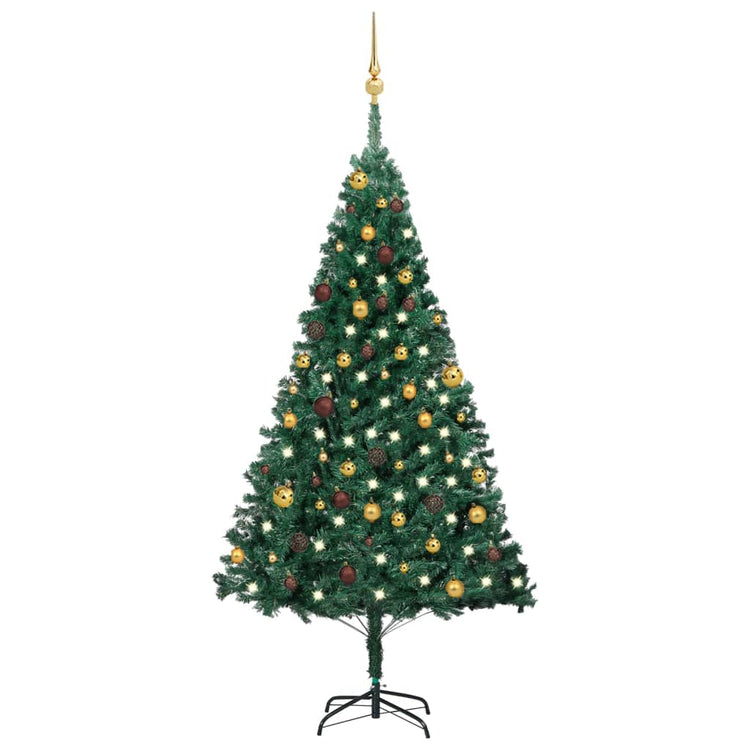 Vidaxl kunstkerstboom avec éclairage et balles de Noël 180 cm en PVC vert