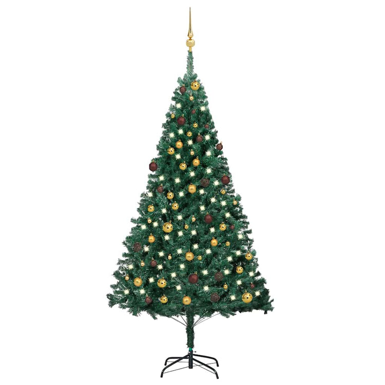 Vidaxl kunstkerstboom avec éclairage et balles de Noël 210 cm en PVC vert