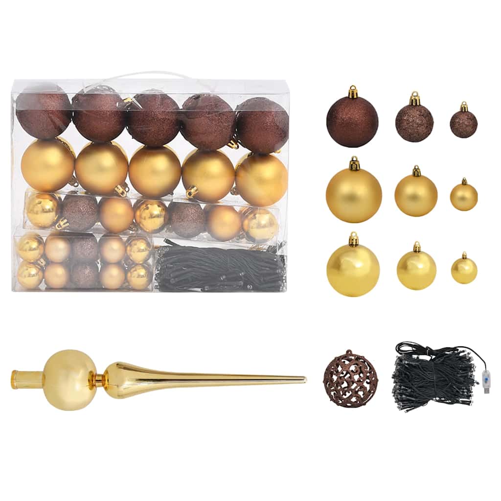 Vidaxl kunstkerstboom avec éclairage et balles de Noël 210 cm en PVC vert