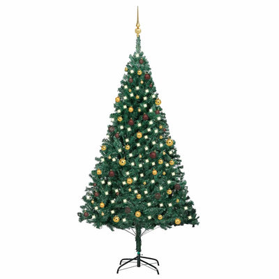 Vidaxl kunstkerstboom avec éclairage et balles de Noël 240 cm verts