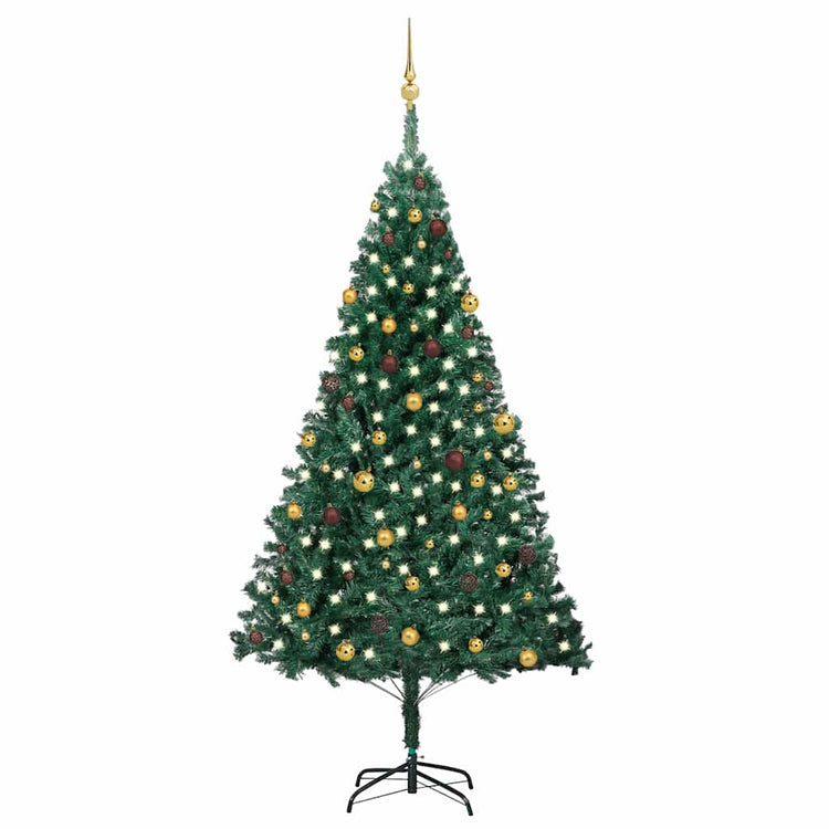 Vidaxl kunstkerstboom avec éclairage et balles de Noël 240 cm verts