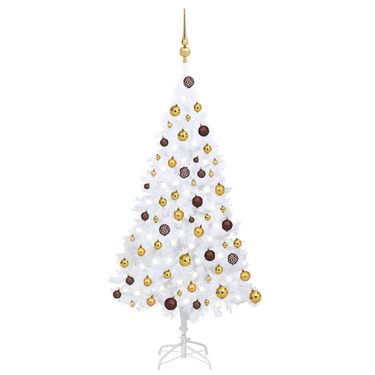 Vidaxl kunstkerstboom avec éclairage et balles de Noël 120 cm PVC blanc