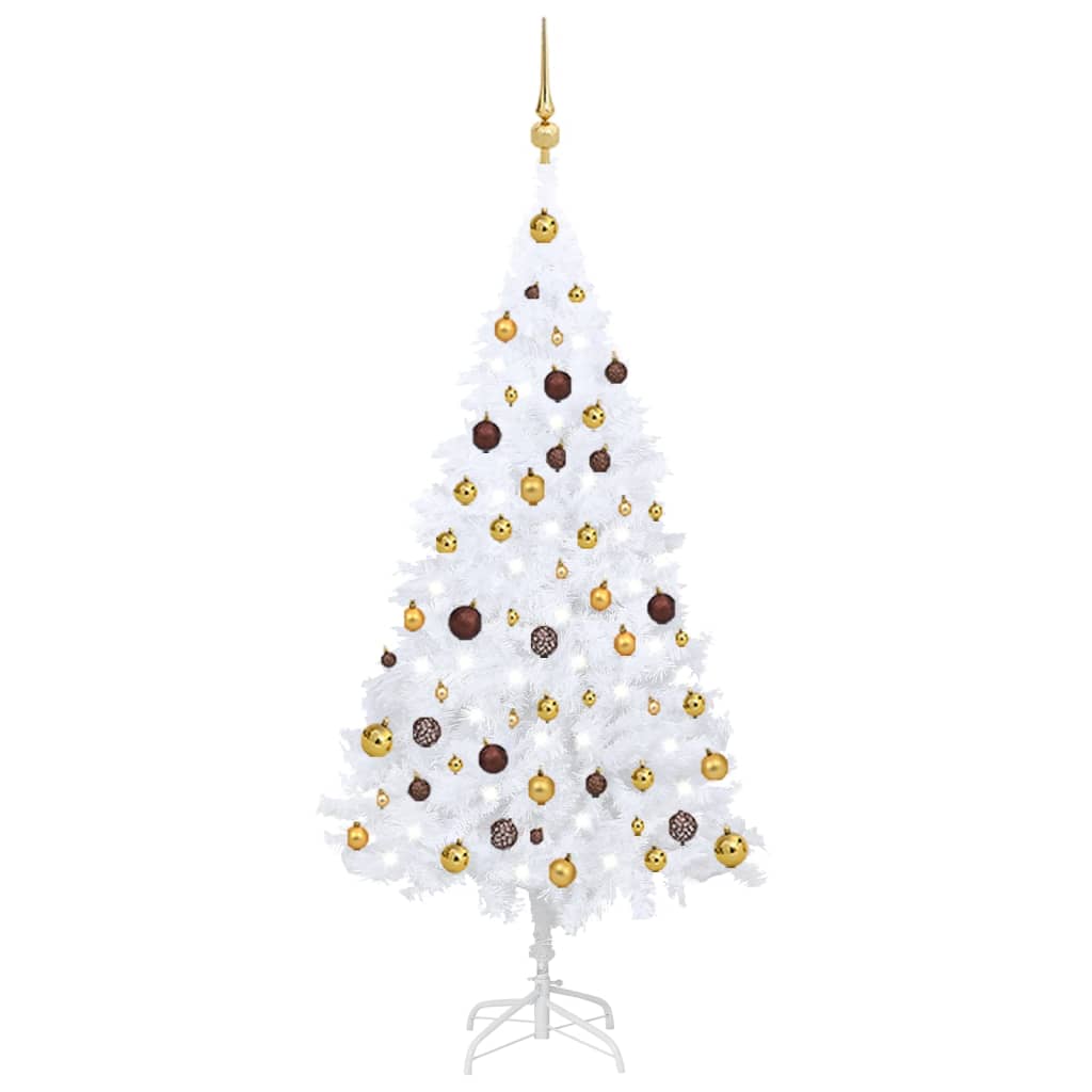 Vidaxl kunstkerstboom avec éclairage et balles de Noël 150 cm PVC blanc