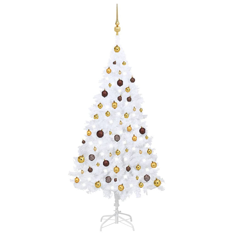 Vidaxl kunstkerstboom avec éclairage et balles de Noël 150 cm PVC blanc