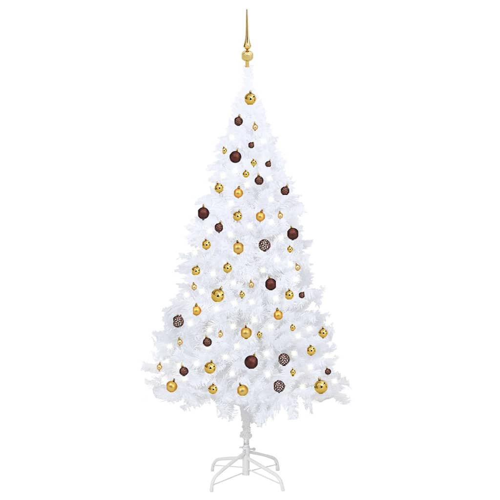 Vidaxl kunstkerstboom avec éclairage et balles de Noël 210 cm PVC blanc