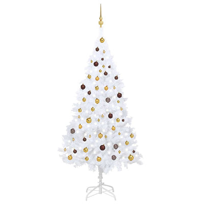 Vidaxl kunstkerstboom avec éclairage et balles de Noël 210 cm PVC blanc