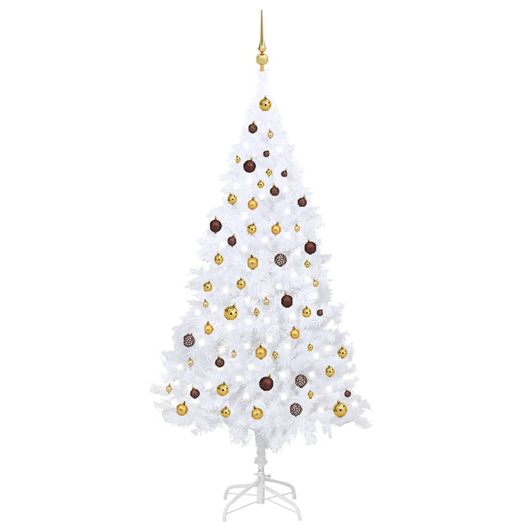Vidaxl kunstkerstboom avec éclairage et balles de Noël 210 cm PVC blanc