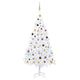 Vidaxl kunstkerstboom avec éclairage et balles de Noël 210 cm PVC blanc
