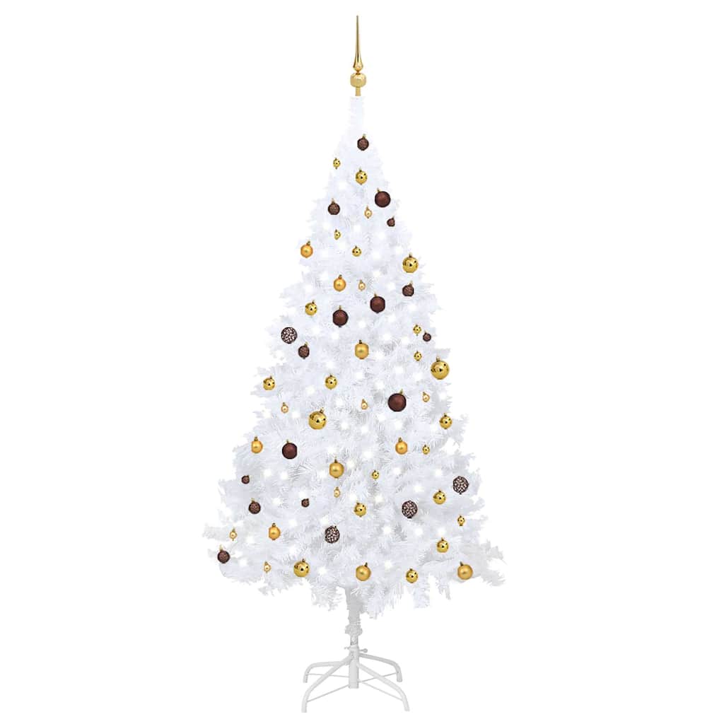 Vidaxl kunstkerstboom avec éclairage et balles de Noël 240 cm blancs