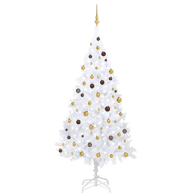 Vidaxl kunstkerstboom avec éclairage et balles de Noël 240 cm blancs
