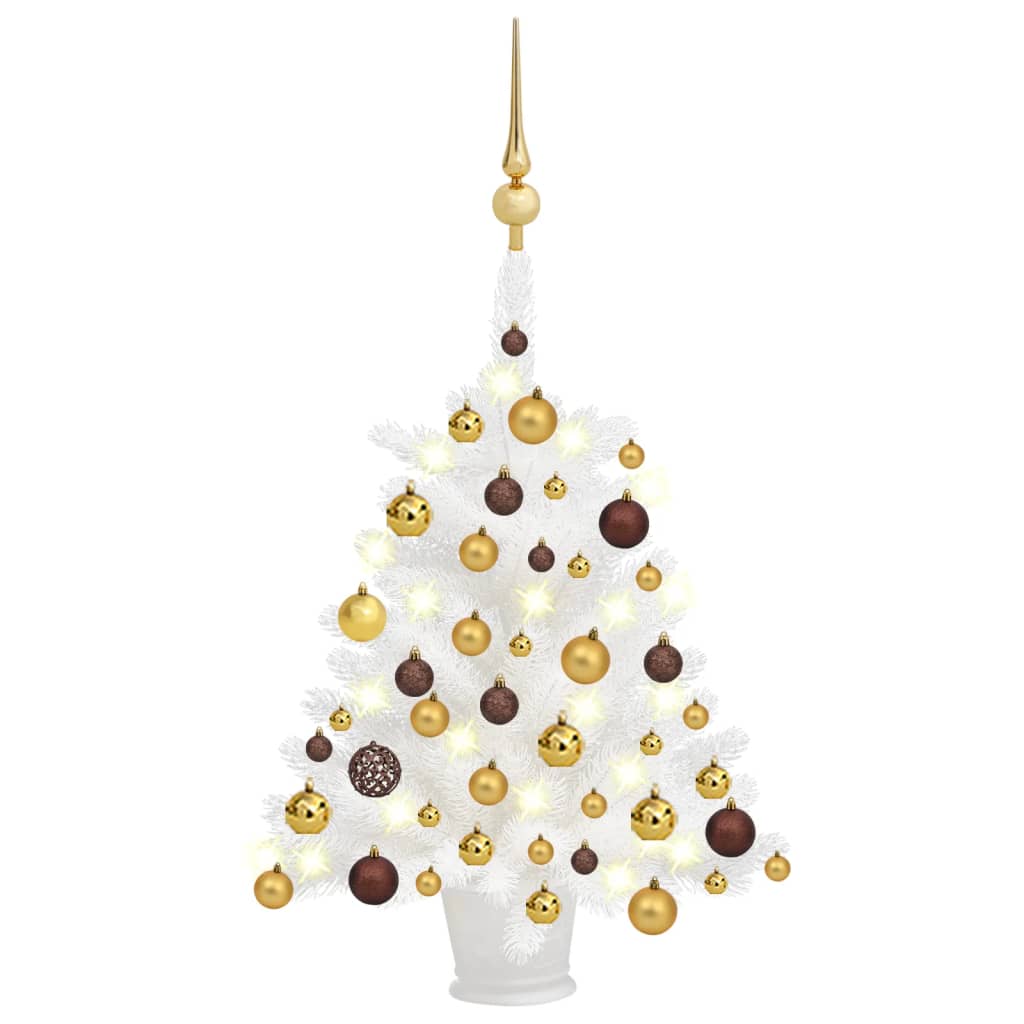 Vidaxl kunstkerstboom avec éclairage et balles de Noël 65 cm blancs