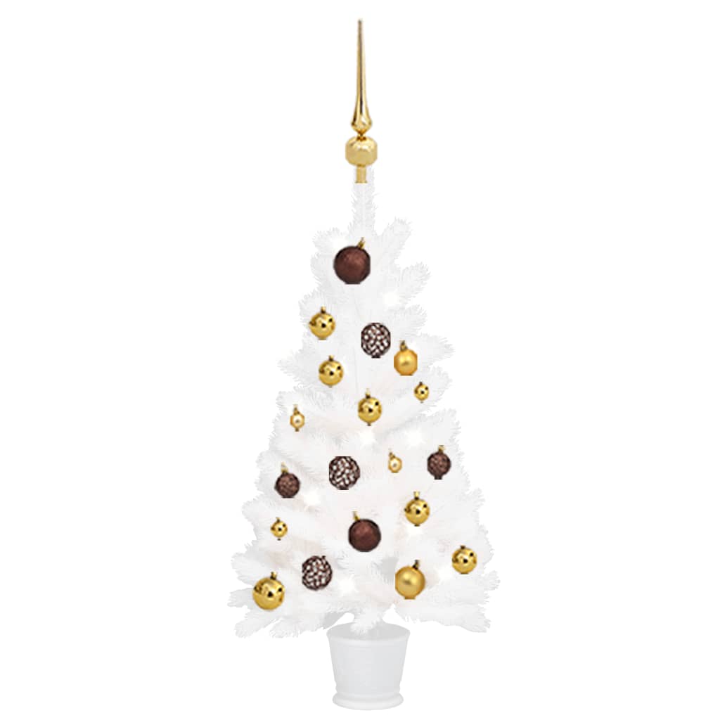 Vidaxl kunstkerstboom avec éclairage et balles de Noël 90 cm blancs